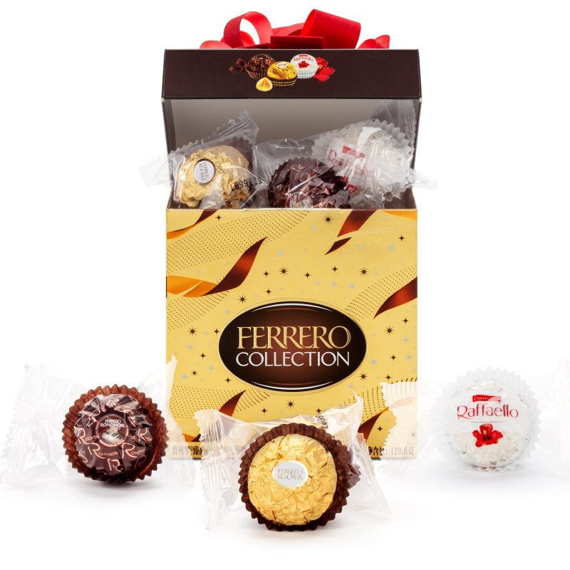 费列罗 臻品巧克力制品糖果礼盒 MWF T12 129.6g 金色（单位：盒）